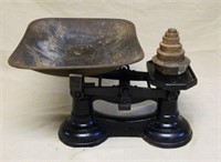 Cast Iron Counter Scale with Weights.