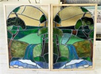Stained Leaded Glass Arch Top Windows.