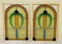 Stained Leaded Glass Arch Top Windows.