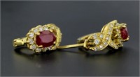 18kt Gold Natural 2.70 ct Ruby & Diamond Earrings