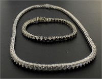 Brilliant White Topaz Tennis Necklace & Bracelet