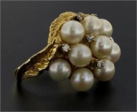14kt Gold Quality Pearl & Diamond Ring
