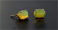 14kt Gold Natural Opal Solitaire Earrings