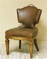Leather Tapered Leg Occasional Chair.