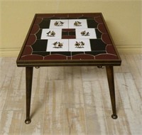 Retro Ceramic Tiled Top Walnut Table.