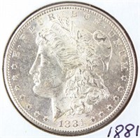 Coins 1881-S Morgan Silver Dollar Brilliant Unc.