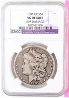 Coins 1891-CC Morgan Silver Dollar NGC VG*