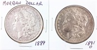 Coins 2 Morgan Silver Dollars 1889 & 1891-O