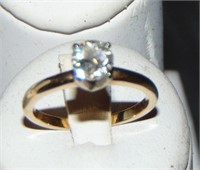 14 Kt Yellow Gold Solitaire Diamond Ring.