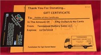 $50 Gift Certificate Tennessee Battery Sales