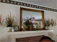 MANTLE FULL -- MIRROR, CANDLESTICKS AND MORE