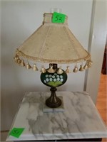 PAIR OF MARBLE / BRASS BASE PAINTED LAMPS - BEAUTI