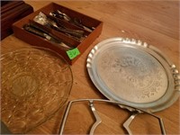 SILVERWARE AND TRAYS -- NO MARKINGS