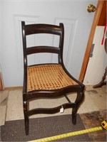 Wood Cane Bottom Wood Side Chair