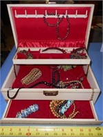 Vintage Jewelry Box w/ Fashion & Costume Jewelry