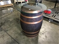 Glass Top Wine Barrel Table
