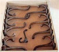 Flat of 10 vintage iron hooks - 3 are 6.75",