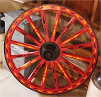 'By Johnny Claypoole  78"  wooden wagon wheel