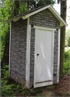outhouse - 4.5" wide x 8' 5" to peak of roof;
