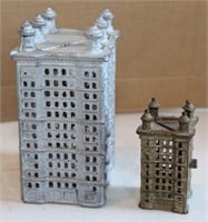 2 iron building banks, tallest is 6.5". Buyer must