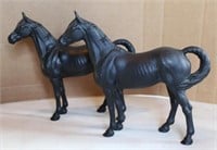 2 cast iron horses - painted black -10" h