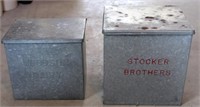 2 milk boxes, Stocker Bros & Woodson Dairy