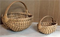 2 split oak baskets, top dia. 10" & 6"