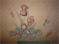 Box Lot: Tin Flower Art, Shadow Boxes, Decor