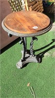 Cast table with timber top