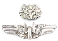 Sterling Silver Pilot Bomber Wings & Air Corp Tech