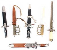 4 Nazi Daggers and 2 US Trench Knife Reproductions
