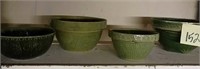 Green pottery mixing bowls