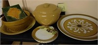 Bean pot, platter, stoneware bowl, plates
