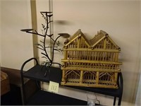 Bamboo bird house and bird candlebra