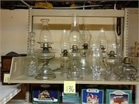 Oil lamps, glassware, crystal, vase, hurricanes