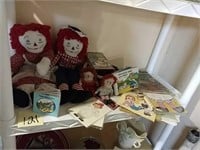 Raggedy Ann and Andy dolls, books, paper dolls