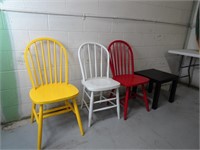 Three Painted Chairs and an End Table