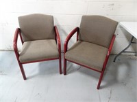 Set of Wood and Upholstered Waiting Room Chairs
