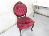Adult Sized Carved Wood Upholstered Chair