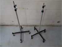 Set of Light Stands on Wheels - Cast Iron Base -