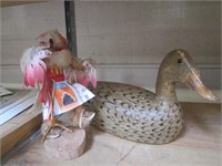 Signed Kachina & Wooden Duck Decoy