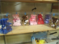 8 Beanie Buddy & Baby Bears In Plastic Display Box