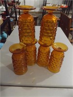 SIX(6) INDIANA GLASS AMBER FOOTED TUMBLERS