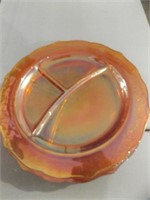 SIX(6) FEDERAL NORMANDIE AMBER DIVIDED PLATES