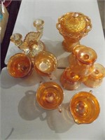 FEDERAL NORMANDIE AMBER IRIDESCENT CUPS, DESERTS