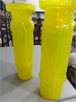PAIR OF YELLOW MCM GLASS VASES~13" TALL