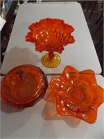 FENTON THUMBPRINT RUFFLED COMPOTE & OTHER GLASS