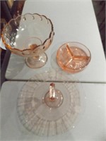 PINK DEPRESSION COMPOTE, DIVIDED DISH & PLATE