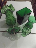 FOREST-GREEN GLASS PITCHER, NAPCO VASE & MORE
