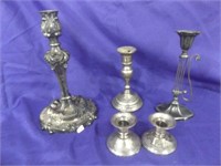 VARIETY OF STERLING SILVER & OTHER CANDLE-STICKS